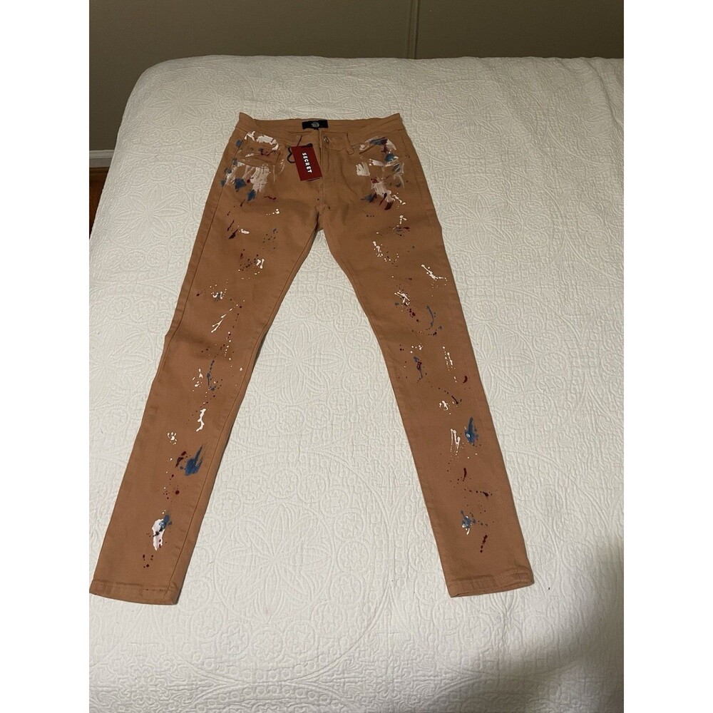 NWT Secret Scientist Tan Paint Spatter Men’s‎ Jeans Size 32